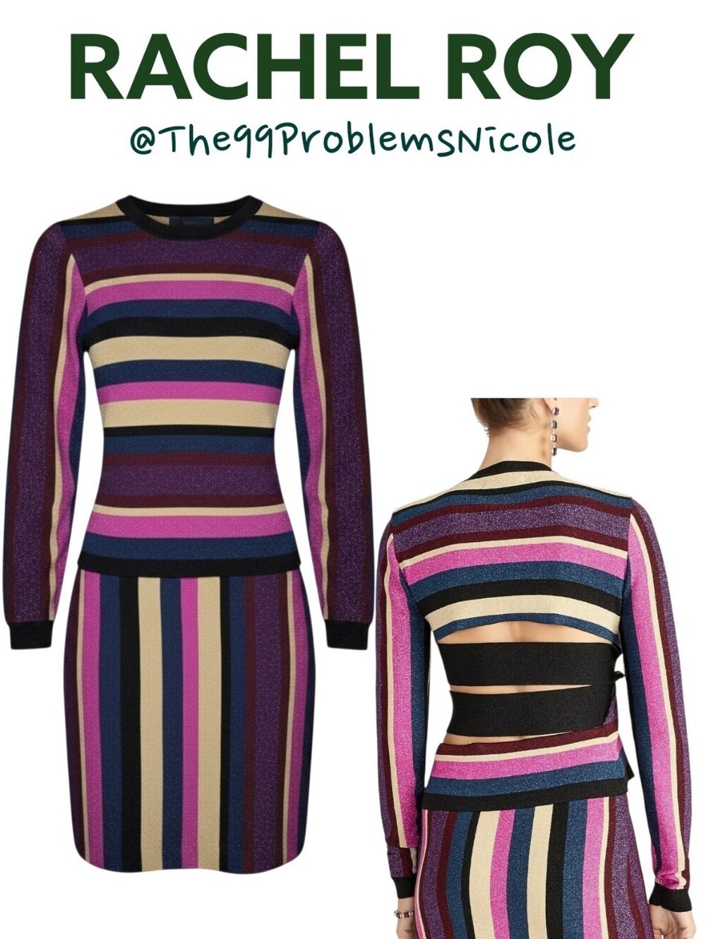 Rachel Roy Striped Sweater Mini Skirt Set